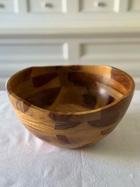 Lipper International Acacia Wood Round Serving Bowl | Boho Farmhouse